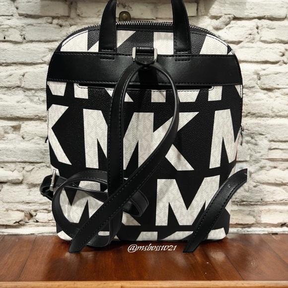 Michael Kors Cindy Logo Backpack in Black & White + Black 2-N-1 Wallet NWT - Picture 5 of 13